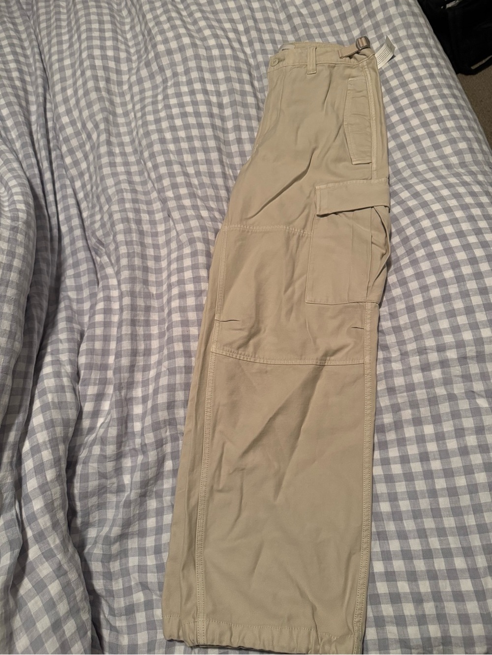 TNA Aritzia Khaki Cargo Pants Utility Wide Leg Adjustable Waist
